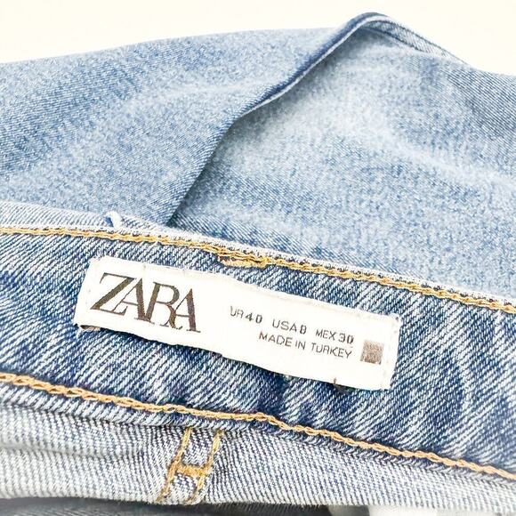 Zara Vintage Wash Bootcut Denim Jeans Split Raw Hem Size 8 - Picture 5 of 7